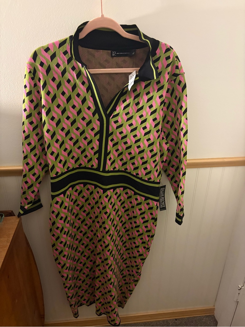 New York & Company Women’s XL Geometric Knit Dress – New With Tags